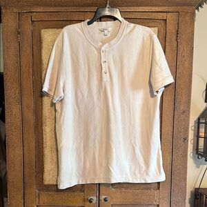 Banana Republic Cream Polo Shirt Soft Cotton Blend Relaxed Fit